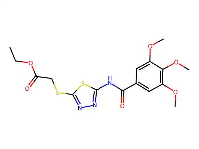 Ethyl 2-((5-(3,4,5-trimethoxybenzamido)-1,3,4-thiadiazol-2-yl)thio)acetate structure