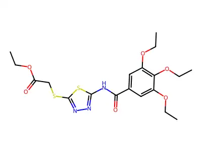 Ethyl 2-((5-(3,4,5-triethoxybenzamido)-1,3,4-thiadiazol-2-yl)thio)acetate structure