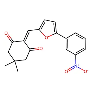 5,5-Dimethyl-2-((5-(3-nitrophenyl)-2-furyl)methylene)-1,3-cyclohexanedione structure