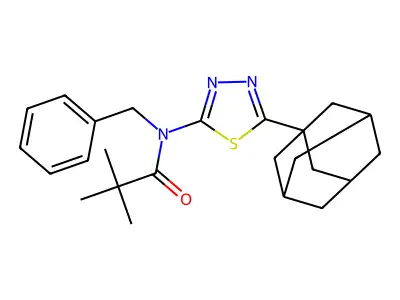 N-[5-(1-adamantyl)-1,3,4-thiadiazol-2-yl]-N-benzyl-2,2-dimethylpropanamide structure