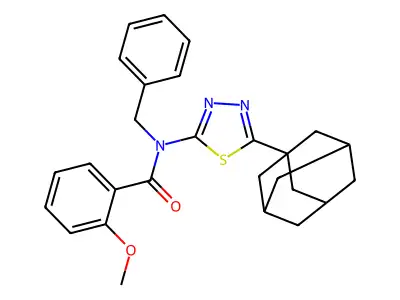 N-[5-(1-adamantyl)-1,3,4-thiadiazol-2-yl]-N-benzyl-2-methoxybenzamide structure