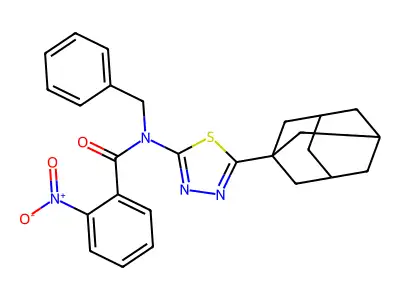 N-[5-(1-adamantyl)-1,3,4-thiadiazol-2-yl]-N-benzyl-2-nitrobenzamide structure