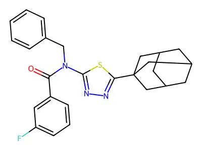 N-[5-(1-adamantyl)-1,3,4-thiadiazol-2-yl]-N-benzyl-3-fluorobenzamide structure
