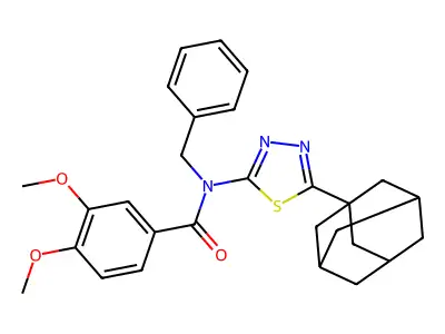 N-[5-(1-adamantyl)-1,3,4-thiadiazol-2-yl]-N-benzyl-3,4-dimethoxybenzamide structure