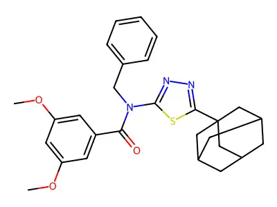 N-[5-(1-adamantyl)-1,3,4-thiadiazol-2-yl]-N-benzyl-3,5-dimethoxybenzamide structure