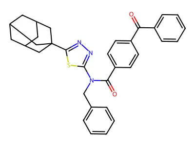 N-[5-(1-adamantyl)-1,3,4-thiadiazol-2-yl]-4-benzoyl-N-benzylbenzamide structure