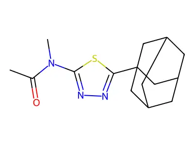 N-(5-((3r,5r,7r)-adamantan-1-yl)-1,3,4-thiadiazol-2-yl)-N-methylacetamide structure