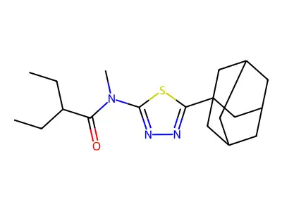 N-[5-(1-adamantyl)-1,3,4-thiadiazol-2-yl]-2-ethyl-N-methylbutanamide structure