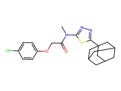 N-[5-(1-adamantyl)-1,3,4-thiadiazol-2-yl]-2-(4-chlorophenoxy)-N-methylacetamide structure