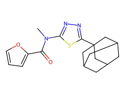 N-[5-(1-adamantyl)-1,3,4-thiadiazol-2-yl]-N-methylfuran-2-carboxamide structure