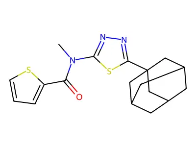 N-[5-(1-adamantyl)-1,3,4-thiadiazol-2-yl]-N-methylthiophene-2-carboxamide structure