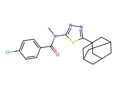 N-[5-(1-adamantyl)-1,3,4-thiadiazol-2-yl]-4-chloro-N-methylbenzamide structure