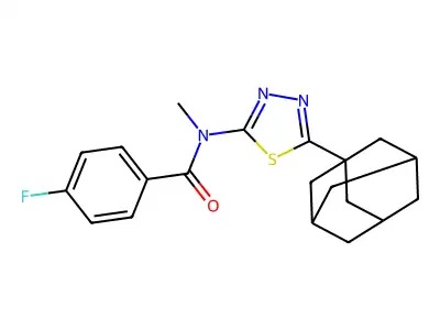 N-[5-(1-adamantyl)-1,3,4-thiadiazol-2-yl]-4-fluoro-N-methylbenzamide structure