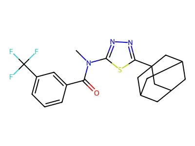 N-[5-(1-adamantyl)-1,3,4-thiadiazol-2-yl]-N-methyl-3-(trifluoromethyl)benzamide structure