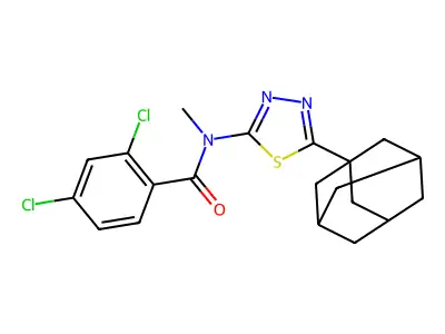 N-[5-(1-adamantyl)-1,3,4-thiadiazol-2-yl]-2,4-dichloro-N-methylbenzamide structure