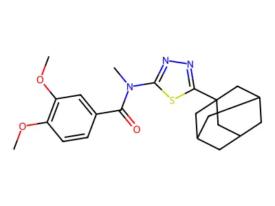 N-[5-(1-adamantyl)-1,3,4-thiadiazol-2-yl]-3,4-dimethoxy-N-methylbenzamide structure