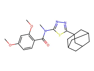 N-[5-(1-adamantyl)-1,3,4-thiadiazol-2-yl]-2,4-dimethoxy-N-methylbenzamide structure