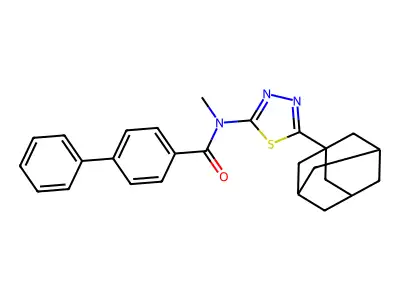N-[5-(1-adamantyl)-1,3,4-thiadiazol-2-yl]-N-methyl-4-phenylbenzamide structure