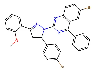 6-bromo-2-(5-(4-bromophenyl)-3-(2-methoxyphenyl)-4,5-dihydro-1H-pyrazol-1-yl)-4-phenylquinazoline structure