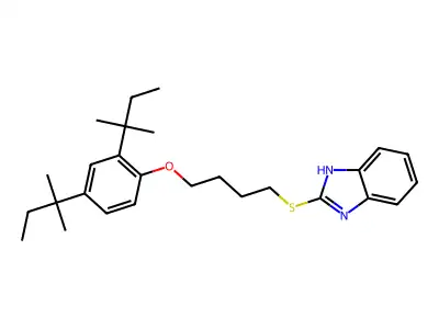 2-((4-(2,4-di-tert-pentylphenoxy)butyl)thio)-1H-benzo[d]imidazole structure
