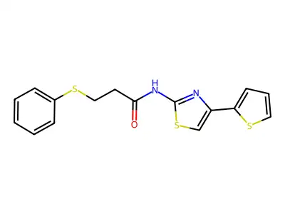 3-(phenylthio)-N-(4-(thiophen-2-yl)thiazol-2-yl)propanamide structure