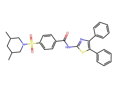 4-((3,5-dimethylpiperidin-1-yl)sulfonyl)-N-(4,5-diphenylthiazol-2-yl)benzamide structure