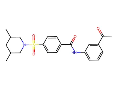 N-(3-acetylphenyl)-4-[(3,5-dimethylpiperidin-1-yl)sulfonyl]benzamide structure