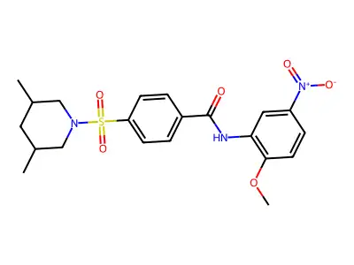 4-(3,5-dimethylpiperidin-1-yl)sulfonyl-N-(2-methoxy-5-nitrophenyl)benzamide structure