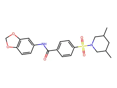 N-(benzo[d][1,3]dioxol-5-yl)-4-((3,5-dimethylpiperidin-1-yl)sulfonyl)benzamide structure