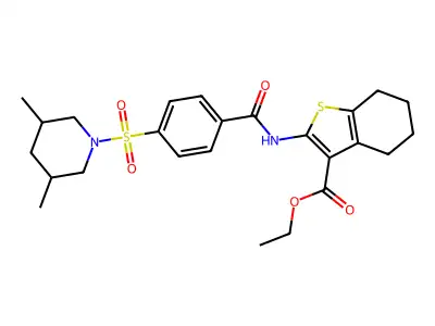 ethyl 2-{4-[(3,5-dimethylpiperidin-1-yl)sulfonyl]benzamido}-4,5,6,7-tetrahydro-1-benzothiophene-3-carboxylate structure