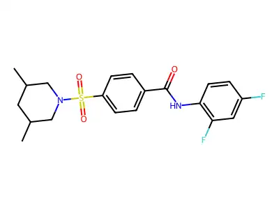 N-(2,4-difluorophenyl)-4-(3,5-dimethylpiperidin-1-yl)sulfonylbenzamide structure