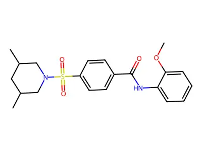 4-((3,5-dimethylpiperidin-1-yl)sulfonyl)-N-(2-methoxyphenyl)benzamide structure