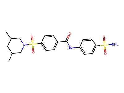 4-[(3,5-dimethylpiperidin-1-yl)sulfonyl]-N-(4-sulfamoylphenyl)benzamide structure