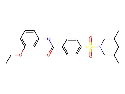 4-((3,5-dimethylpiperidin-1-yl)sulfonyl)-N-(3-ethoxyphenyl)benzamide structure