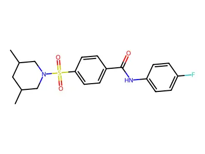 4-[(3,5-dimethylpiperidin-1-yl)sulfonyl]-N-(4-fluorophenyl)benzamide structure