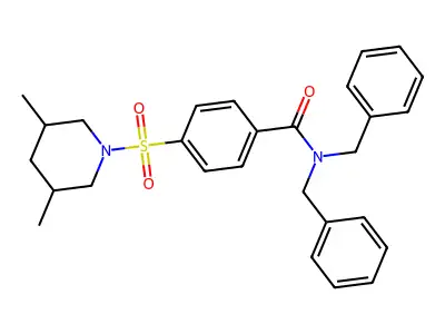 N,N-dibenzyl-4-((3,5-dimethylpiperidin-1-yl)sulfonyl)benzamide structure
