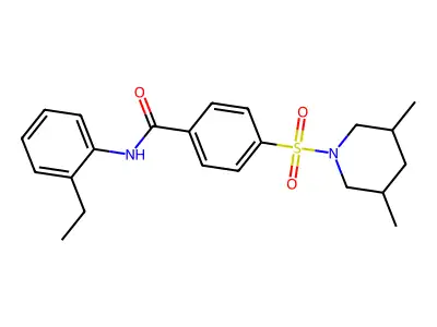 4-((3,5-dimethylpiperidin-1-yl)sulfonyl)-N-(2-ethylphenyl)benzamide structure