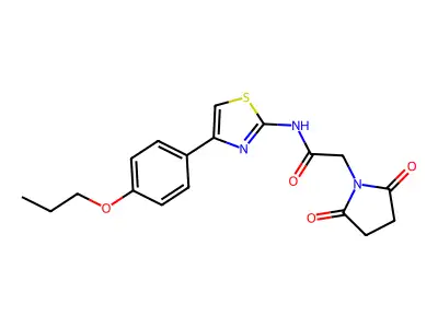2-(2,5-dioxopyrrolidin-1-yl)-N-(4-(4-propoxyphenyl)thiazol-2-yl)acetamide structure