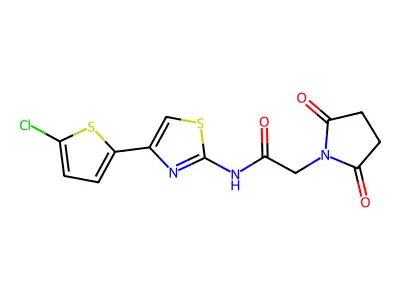 N-[4-(5-chlorothiophen-2-yl)-1,3-thiazol-2-yl]-2-(2,5-dioxopyrrolidin-1-yl)acetamide structure