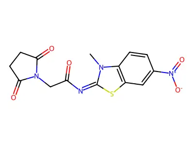 (E)-2-(2,5-dioxopyrrolidin-1-yl)-N-(3-methyl-6-nitrobenzo[d]thiazol-2(3H)-ylidene)acetamide structure