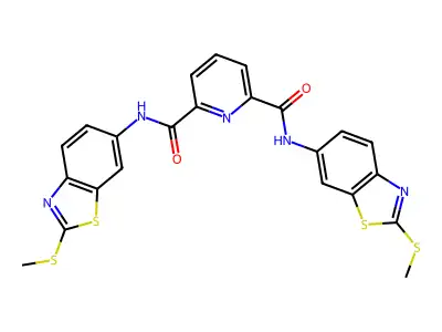 N2,N6-bis(2-(methylthio)benzo[d]thiazol-6-yl)pyridine-2,6-dicarboxamide structure