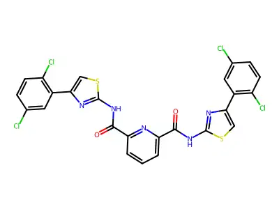 N2,N6-bis(4-(2,5-dichlorophenyl)thiazol-2-yl)pyridine-2,6-dicarboxamide structure