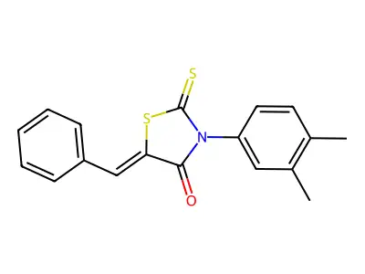 (Z)-5-benzylidene-3-(3,4-dimethylphenyl)-2-thioxothiazolidin-4-one structure