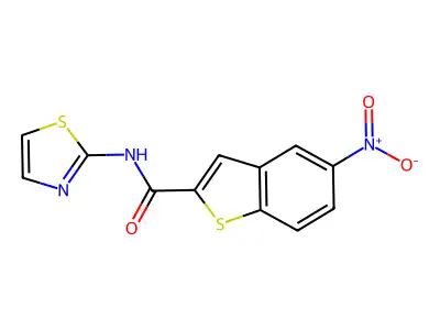 5-nitro-N-(1,3-thiazol-2-yl)-1-benzothiophene-2-carboxamide structure