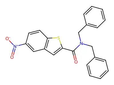 N,N-dibenzyl-5-nitro-1-benzothiophene-2-carboxamide structure