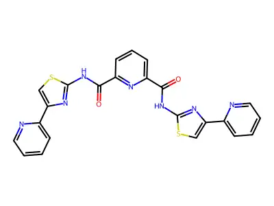 N2,N6-bis(4-(pyridin-2-yl)thiazol-2-yl)pyridine-2,6-dicarboxamide structure