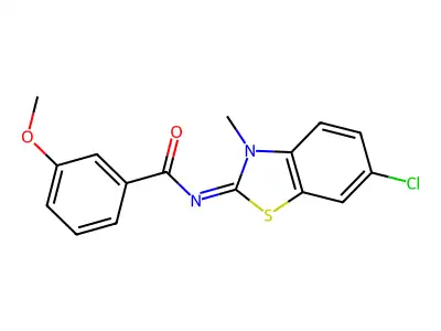 N-(6-chloro-3-methyl-1,3-benzothiazol-2-ylidene)-3-methoxybenzamide structure
