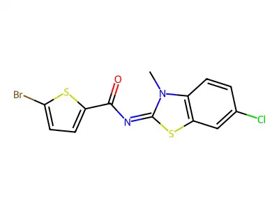 (Z)-5-bromo-N-(6-chloro-3-methylbenzo[d]thiazol-2(3H)-ylidene)thiophene-2-carboxamide structure