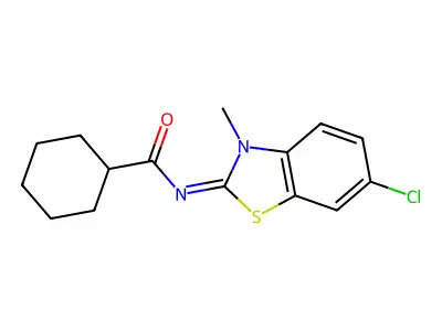 N-(6-chloro-3-methyl-1,3-benzothiazol-2-ylidene)cyclohexanecarboxamide structure