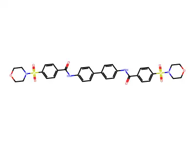 N,N'-([1,1'-biphenyl]-4,4'-diyl)bis(4-(morpholinosulfonyl)benzamide) structure